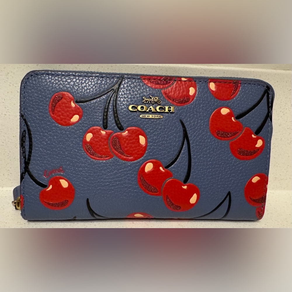 Coach Medium Zip Around Wallet in Cherry Print